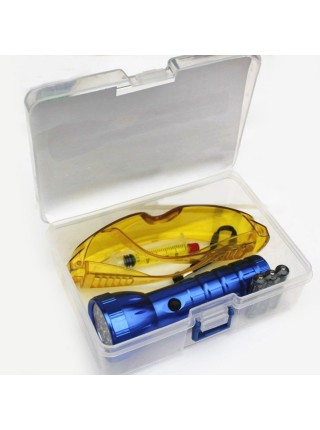Комплект для обнаружения утечек фреона (фонарик УФ + очки защитные + 1 доза УФ-красителя) Т0116