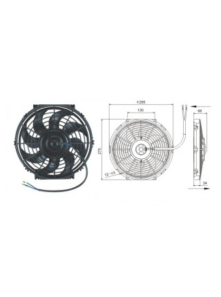 Вентилятор осевой Ø10' (крыльчатка 255 мм) 100W 12V PULL 