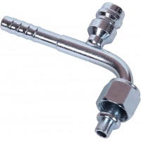 Фитинг стальной с гайкой 90° 8 мм #6 O-ring (3/8”; резьба 5/8” 18 UNF) с заправочным портом НР